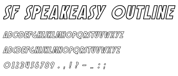 SF Speakeasy Outline Oblique font